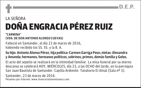 Doña Engracia Pérez Ruiz