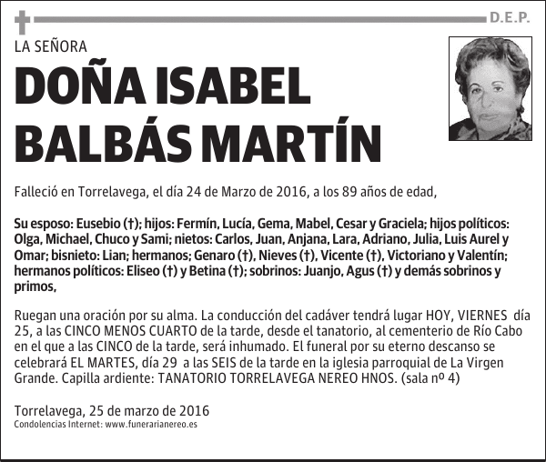 DOÑA ISABEL BALBÁS MARTÍN