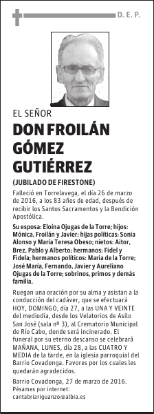 DON FROILAN GÓMEZ GUTIÉRREZ