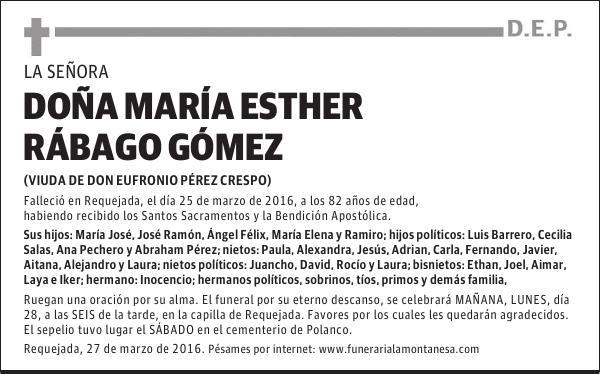 Doña María Esther Rábago Gómez