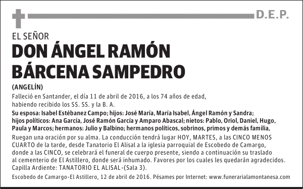 Don Ángel Ramón Barcena Sampedro