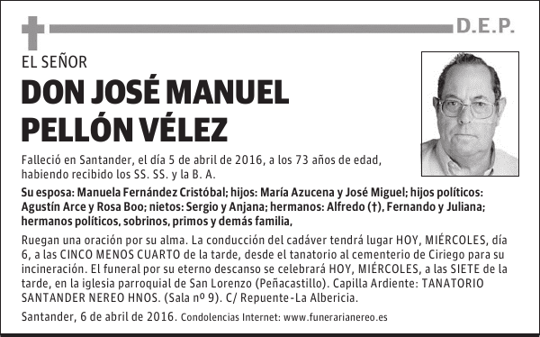 DON JOSE MANUEL PELLON VELEZ