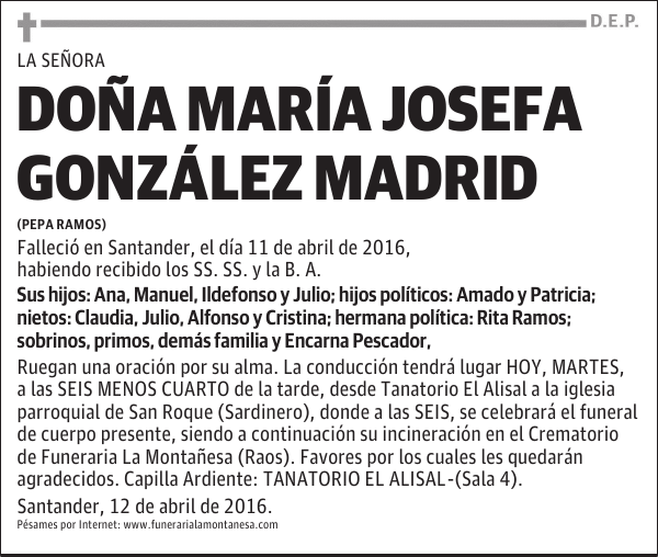 Doña María Josefa González Madrid