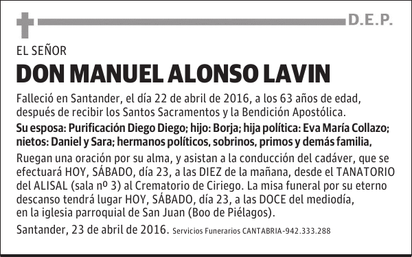 DON MANUEL ALONSO LAVIN