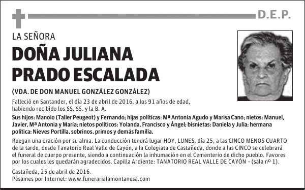DOÑA JULIANA PRADO ESCALADA