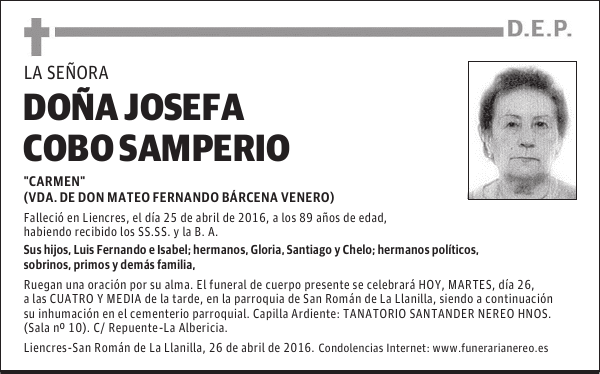 DOÑA JOSEFA COBO SAMPERIO