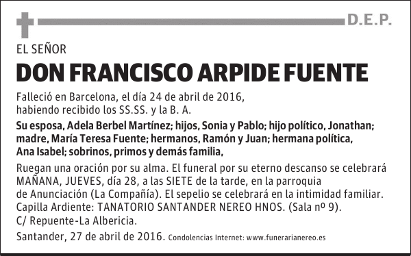 DON FRANCISCO ARPIDE FUENTE