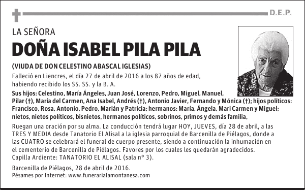 DOÑA ISABEL PILA PILA