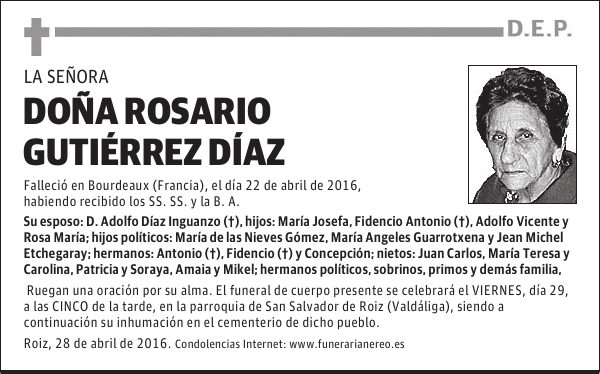 DOÑA ROSARIO GUTIÉRREZ DÍAZ