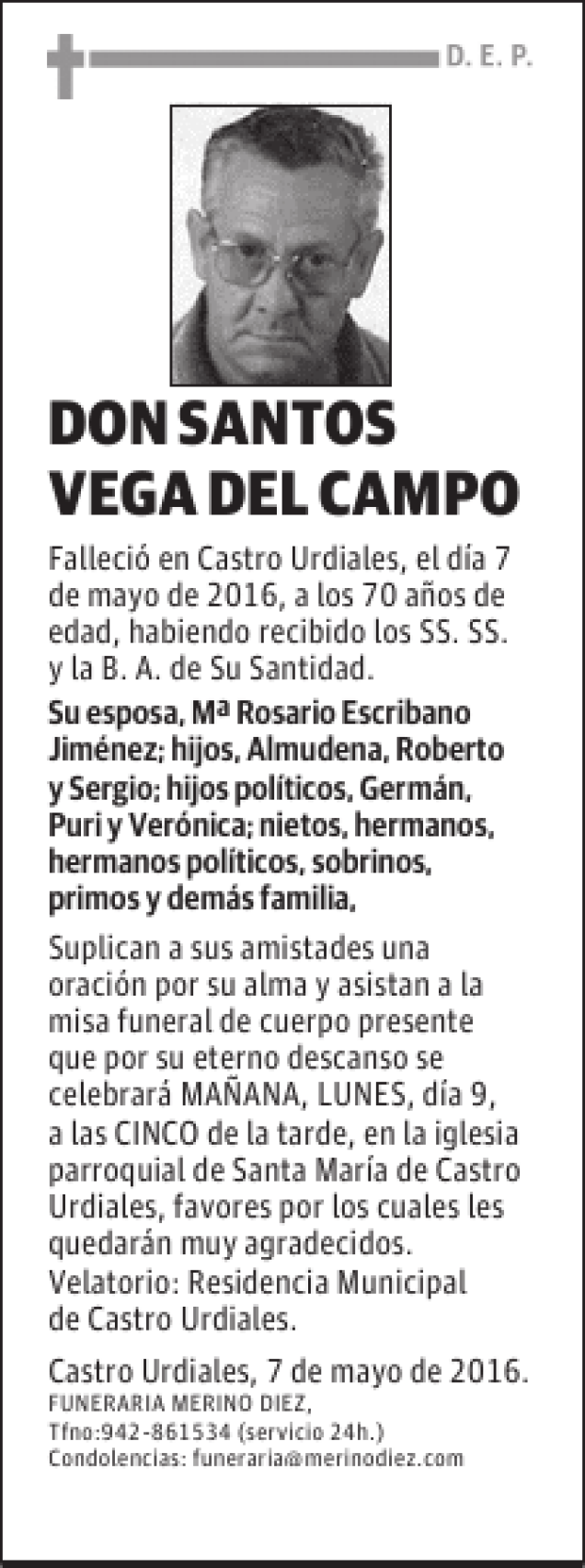 DON SANTOS VEGA DEL CAMPO