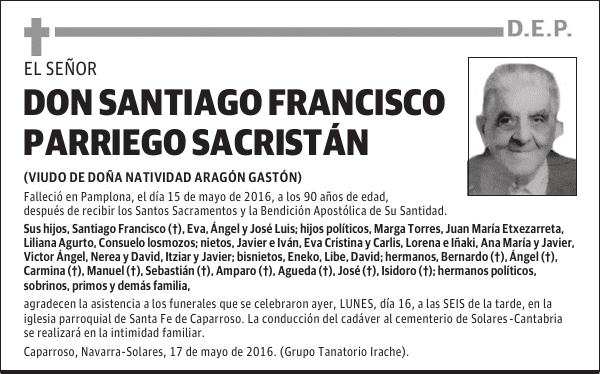 Don Santiago Francisco Parriego Sacristán