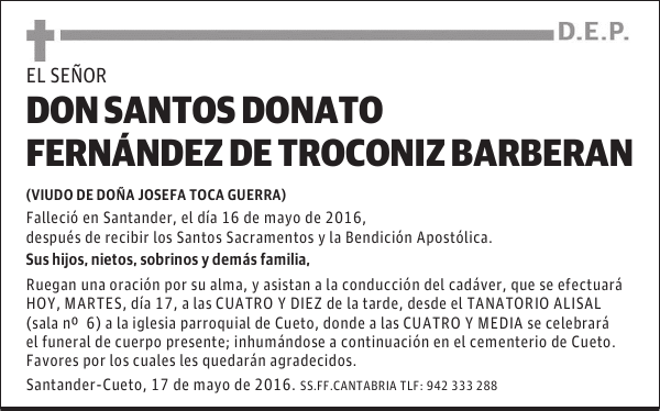 DON SANTOS DONATO FERNANDEZ DE TROCONIZ BARBERAN