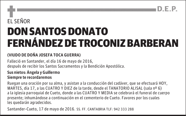 DON SANTOS DONATO FERNANDEZ DE TROCONIZ BARBERAN