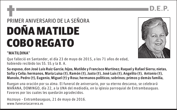 DOÑA MATILDE COBO REGATO
