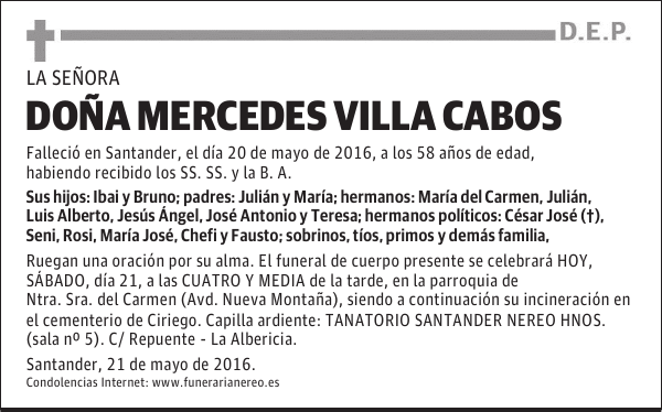 DOÑA MERCEDES VILLA CABOS