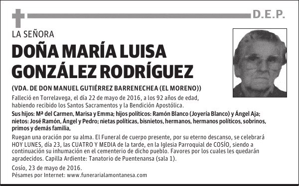 DOÑA MARÍA LUISA GONZÁLEZ RODRÍGUEZ