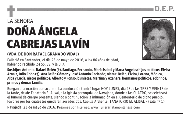 DOÑA ÁNGELA CABREJAS LAVÍN