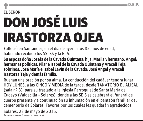 DON JOSÉ LUIS IRASTORZA OJEA