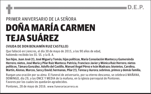 DOÑA MARÍA CARMEN TEJA SUAREZ