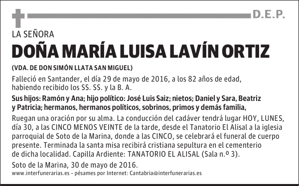 Da. Ma LUISA LAVÍN ORTIZ