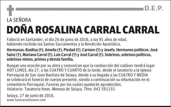 DOÑA ROSALINA CARRAL CARRAL