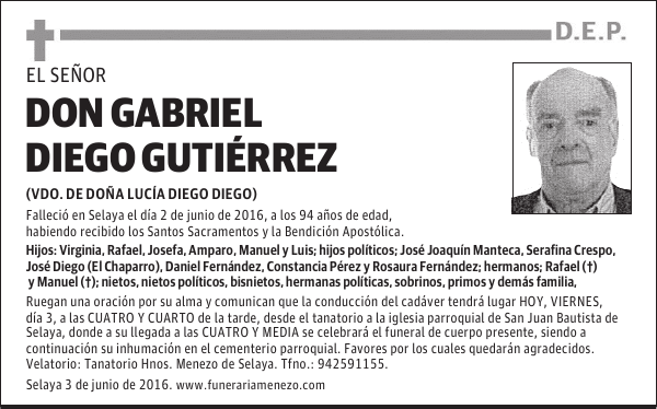 DON GABRIEL DIEGO GUTIÉRREZ