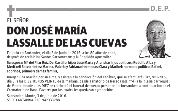 DON JOSÉ MARÍA LASSALLE DE LAS CUEVAS