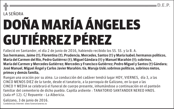 DOÑA MARÍA ÁNGELES GUTIÉRREZ PÉREZ