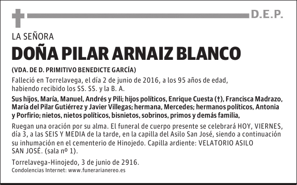 DOÑA PILAR ARNAIZ BLANCO