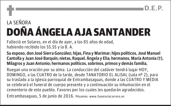 DOÑA ANGELA AJA SANTANDER