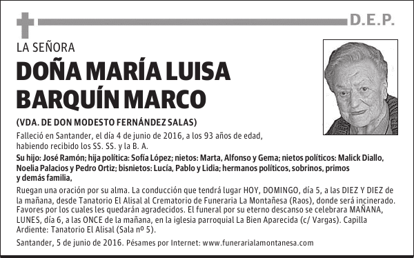 Doña María Luisa Barquín Marco