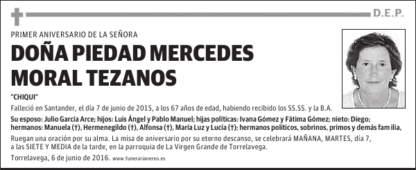 DOÑA PIEDAD MERCEDES MORAL TEZANOS