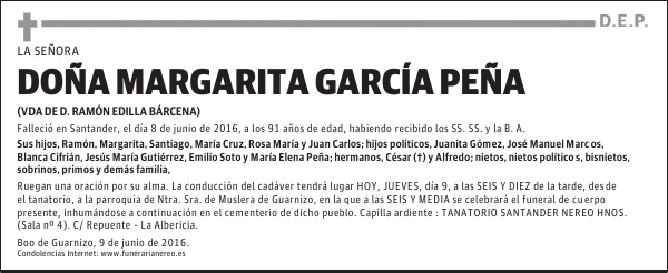 DOÑA MARGARITA GARCÍA PEÑA