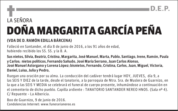 DOÑA MARGARITA GARCÍA PEÑA