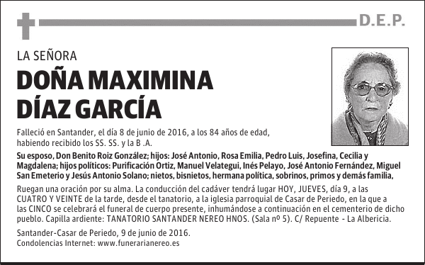 DOÑA MAXIMINA DÍAZ GARCÍA