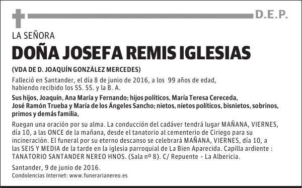 DOÑA JOSEFA REMIS IGLESIAS