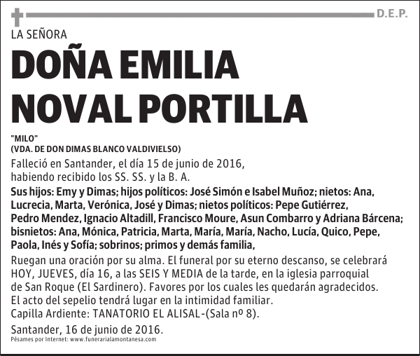 Doña Emilia Noval Portilla
