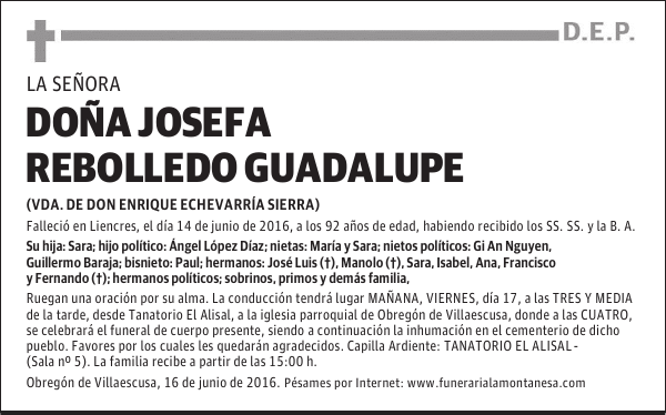 Doña Josefa Rebolledo Guadalupe