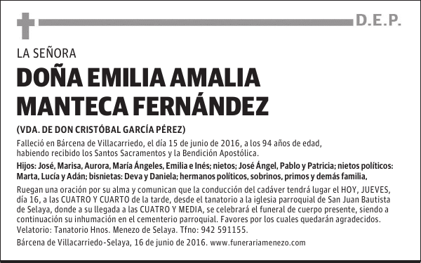 DOÑA EMILIA MANTECA FERNANDEZ