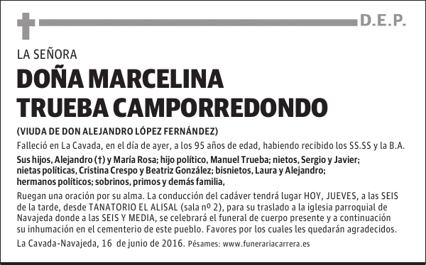 DOÑA MARCELINA TRUEBA CAMPORREDONDO