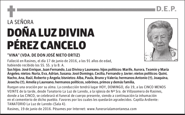 Doña Luz Divina Pérez Cancelo