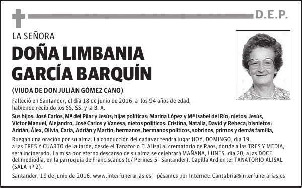 DOÑA LIMBANIA GARCÍA BARQUÍN