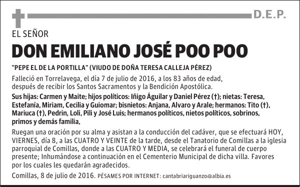 DON EMILIANO JOSÉ POO POO