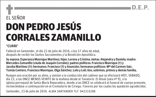 DON PEDRO JESÚS CORRALES ZAMANILLO