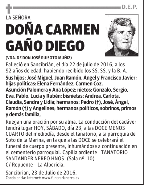 DOÑA CARMEN GAÑO DIEGO