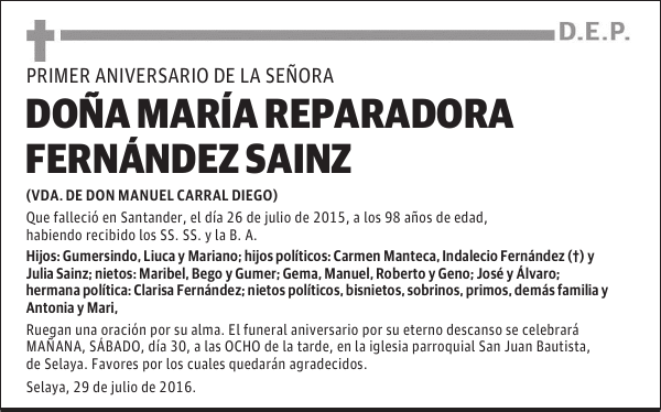 Maria Reparadora Fernández Sainz