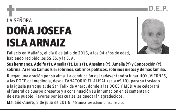 DOÑA JOSEFA ISLA ARNAIZ