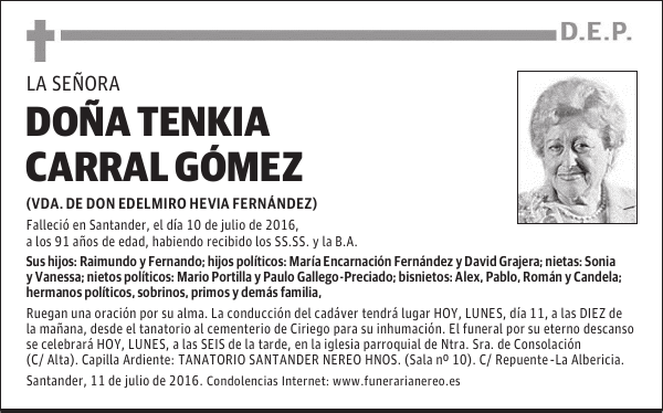 DOÑA TENKIA CARRAL GOMEZ