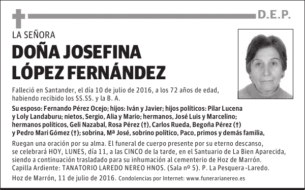 DOÑA JOSEFINA LOPEZ FERNANDEZ