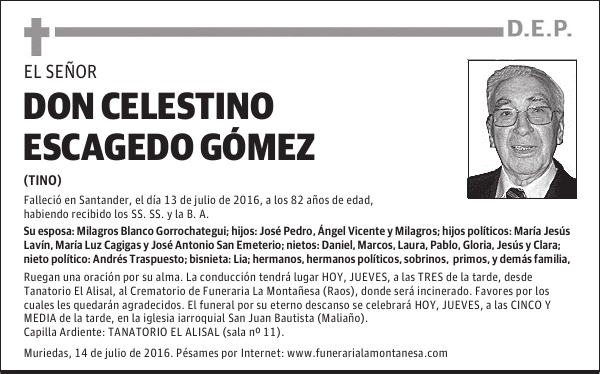 Don Celestino Escagedo Gómez